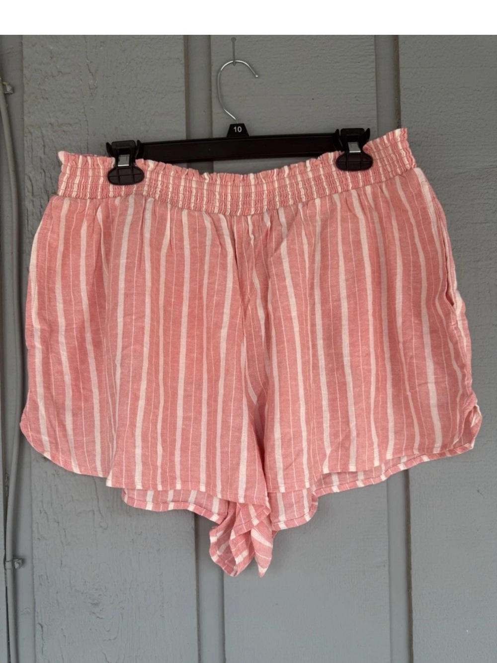 Women’s Aerie Linen Blend Shorts Melon & White Stripe With Pockets Size XS